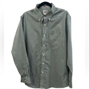 L.L. Bean Green Gingham Casual Button Down Shirt